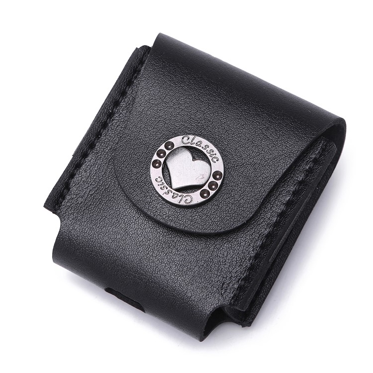 PU Leather Cover Anti-lost Protection Pouch for Apple Airpods Charging Case - Black-9
