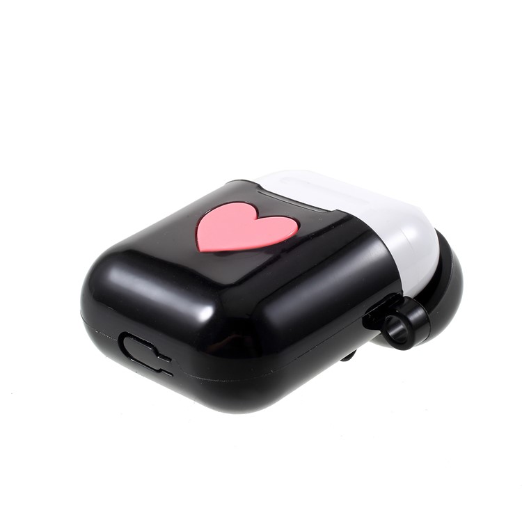 Heart Pattern Protective Silicone AirPods Cover with Carabiner for Apple AirPods Charging Case - Black-4