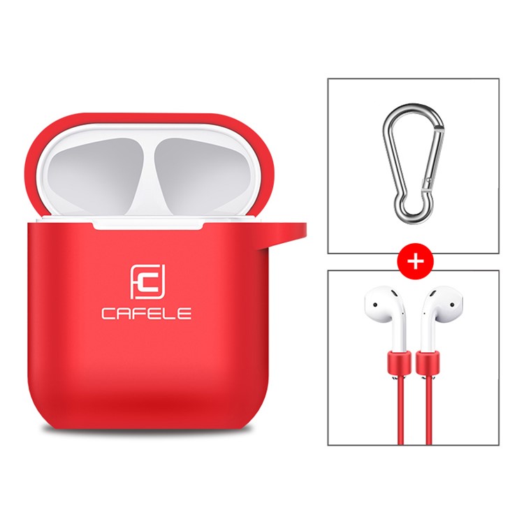 

CAFELE Matte Silicone Case Shock Proof Protective Case and Anti-lost Strap and Hook for Apple AirPods Charging Case - Red, Other Apple Models