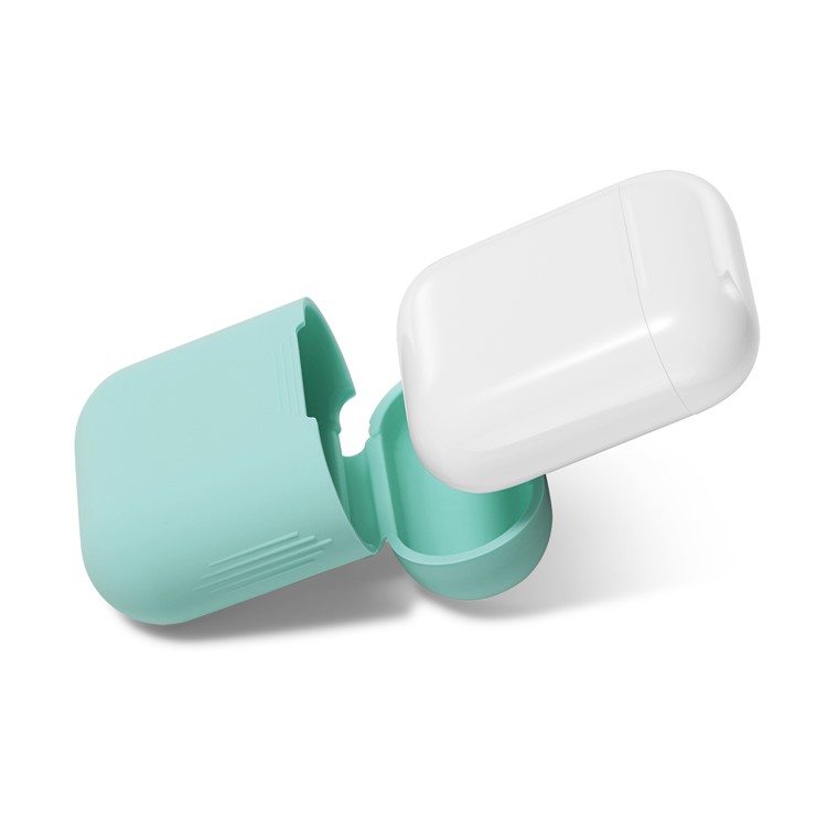 Soft Silicone Shockproof Casing Cover for Apple AirPods Charging Case - Cyan-2