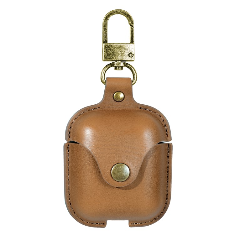 

Genuine Leather Protective Case Keychain for Apple AirPods Charging Case - Dark Brown