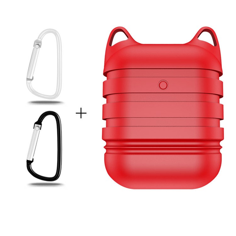 Soft Silicone Apple Airpods Ear Headset Protective Case - Red-1