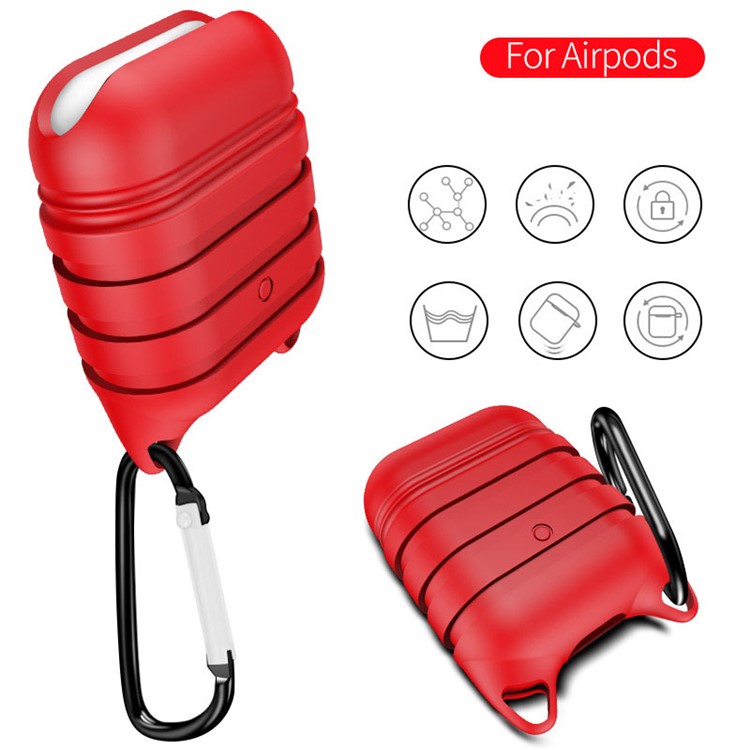 Soft Silicone Apple Airpods Ear Headset Protective Case - Red-2