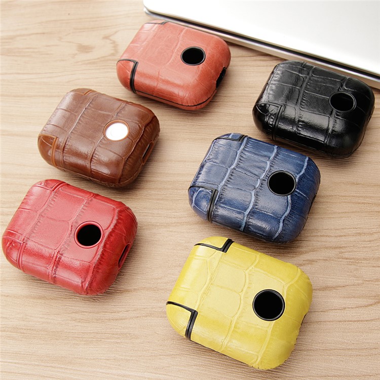 Crocodile Skin Genuine Leather Case for Apple AirPods Bluetooth Headset Charging Case - Brown-17