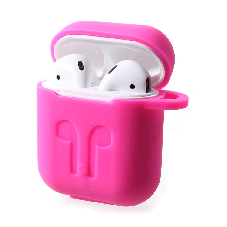 Silicone Protective Case for Apple AirPods Charging Case with Carabiner - Rose-3