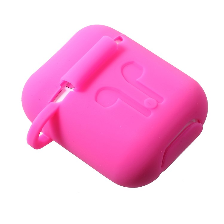 Silicone Protective Case for Apple AirPods Charging Case with Carabiner - Rose-6