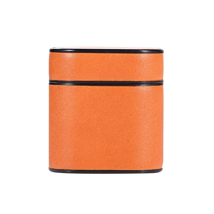 Capa Protetora PU + PC Para Airpods De Apple Capa De Carregamento Com Alça E Mosquetão - Castanho-2
