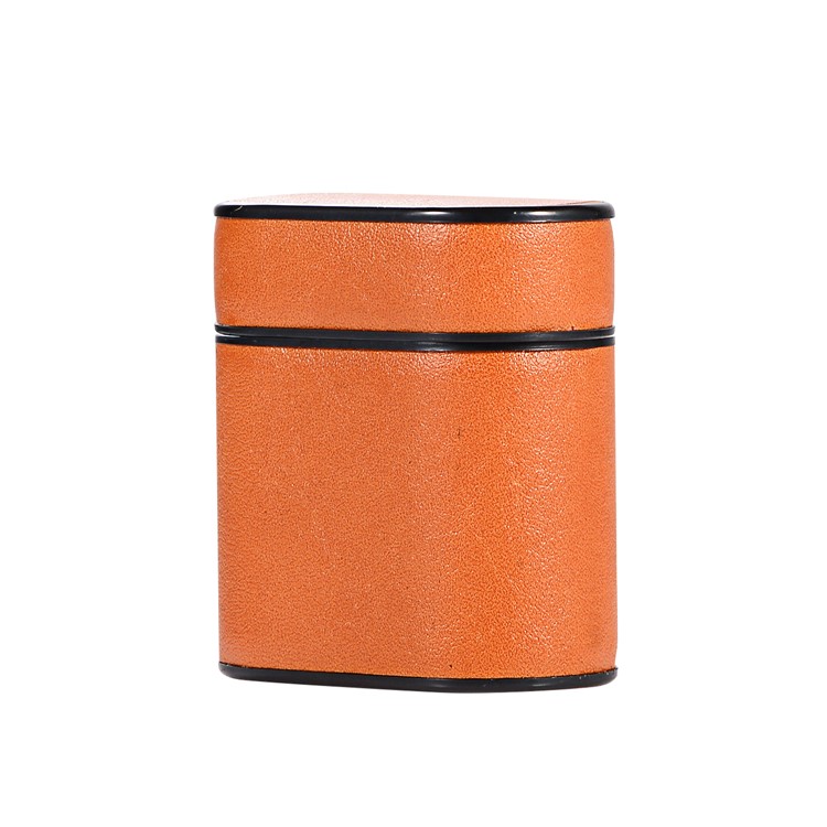 Capa Protetora PU + PC Para Airpods De Apple Capa De Carregamento Com Alça E Mosquetão - Castanho-3
