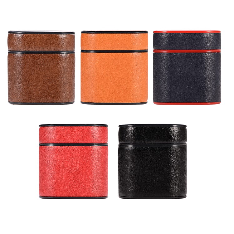 Capa Protetora PU + PC Para Airpods De Apple Capa De Carregamento Com Alça E Mosquetão - Castanho-7