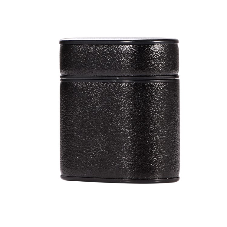 Capa Protetora PU + PC Para Airpods De Apple Capa De Carregamento Com Alça E Mosquetão - Preto-3