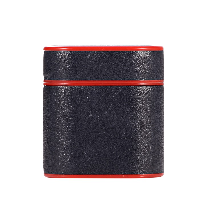Capa Protetora PU + PC Para Airpods De Apple Capa De Carregamento Com Alça E Mosquetão - Azul Escuro-2