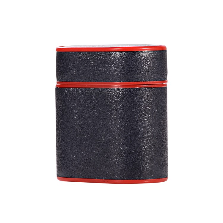 Capa Protetora PU + PC Para Airpods De Apple Capa De Carregamento Com Alça E Mosquetão - Azul Escuro-3