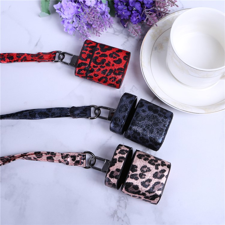 Leopard Series Leather Wireless Earphones Case for Apple AirPods with Charging Case (2016) - Red-11