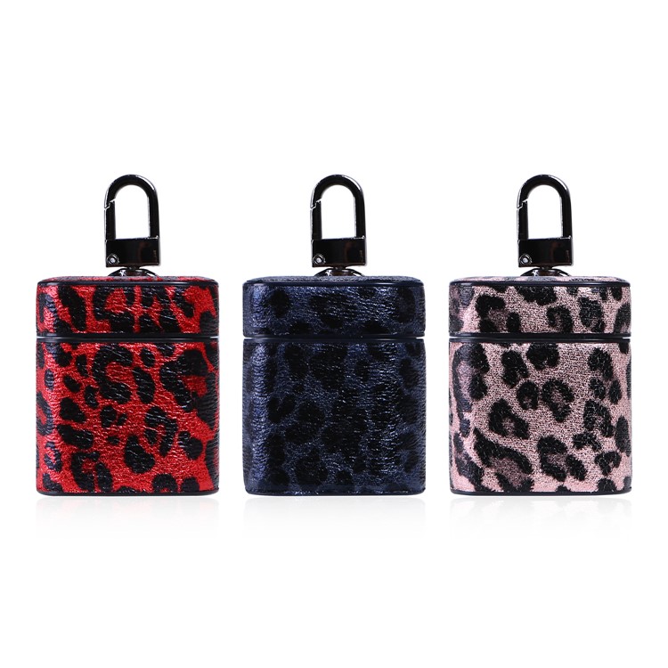 Leopard Series Leather Wireless Earphones Case for Apple AirPods with Charging Case (2016) - Red-14