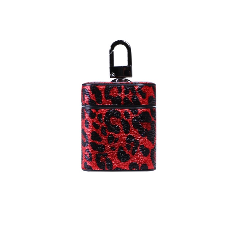 Leopard Series Leather Wireless Earphones Case for Apple AirPods with Charging Case (2016) - Red-2