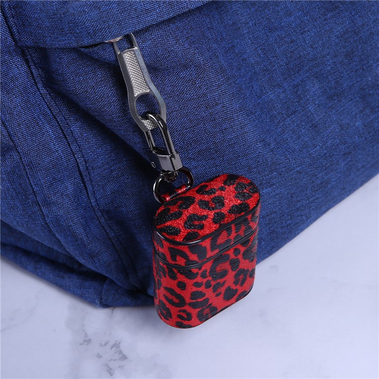 Leopard Series Leather Wireless Earphones Case for Apple AirPods with Charging Case (2016) - Red-7