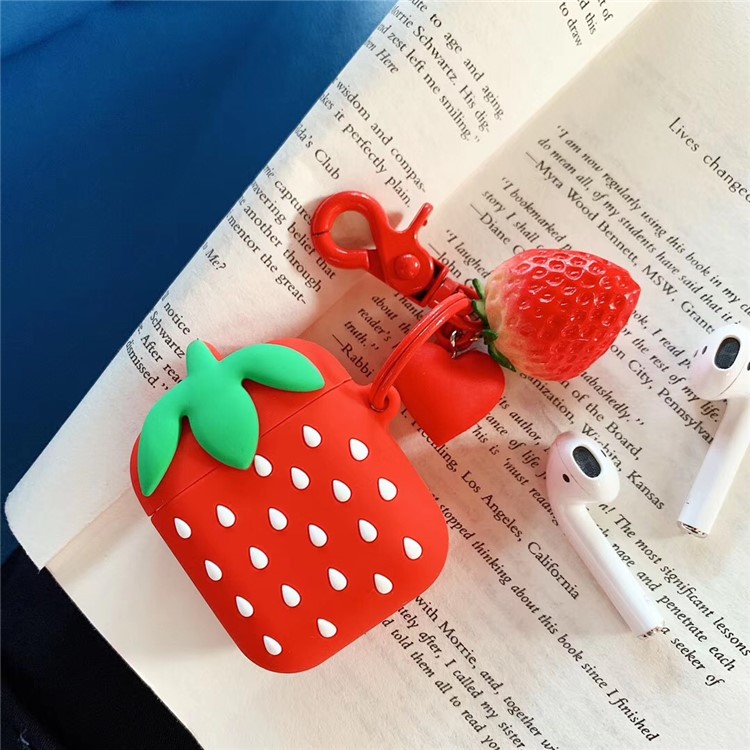 Strawberry Pattern Silicone Case for Apple AirPods with Wireless Charging Case (2019) / AirPods with Charging Case (2019) / AirPods with Charging Case (2016) - Red-2