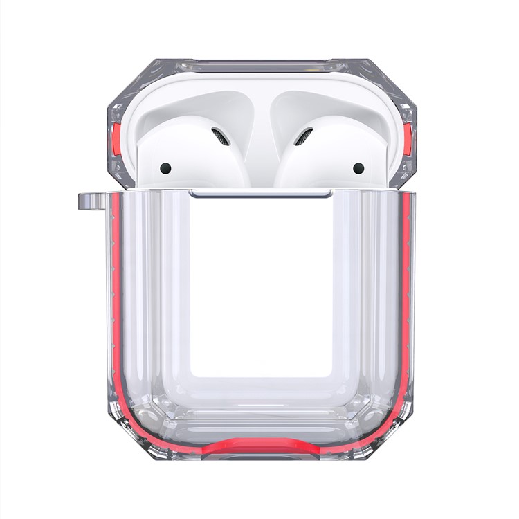 Bi-color TPU AirPods Protective Case with Strap for Apple AirPods with Wireless Charging Case (2019) - Red-3