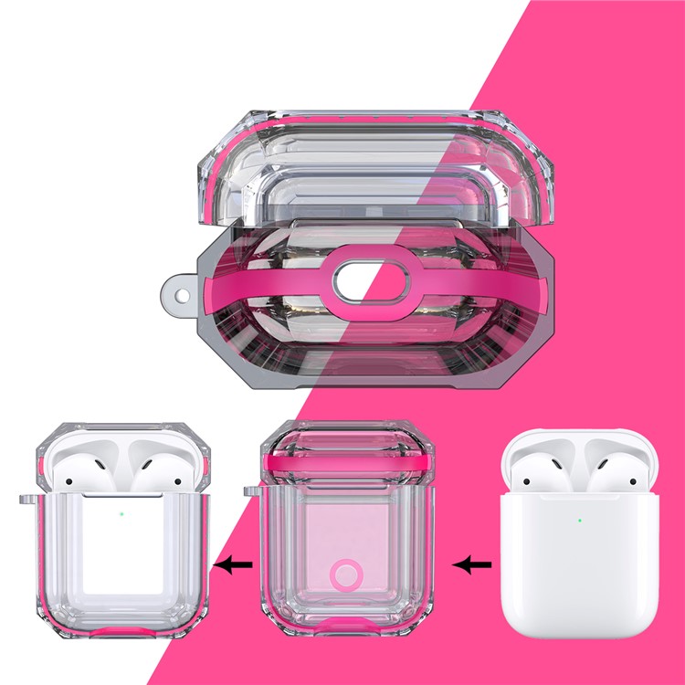 Bi-color TPU AirPods Protective Case with Strap for Apple AirPods with Wireless Charging Case (2019) - Rose-1