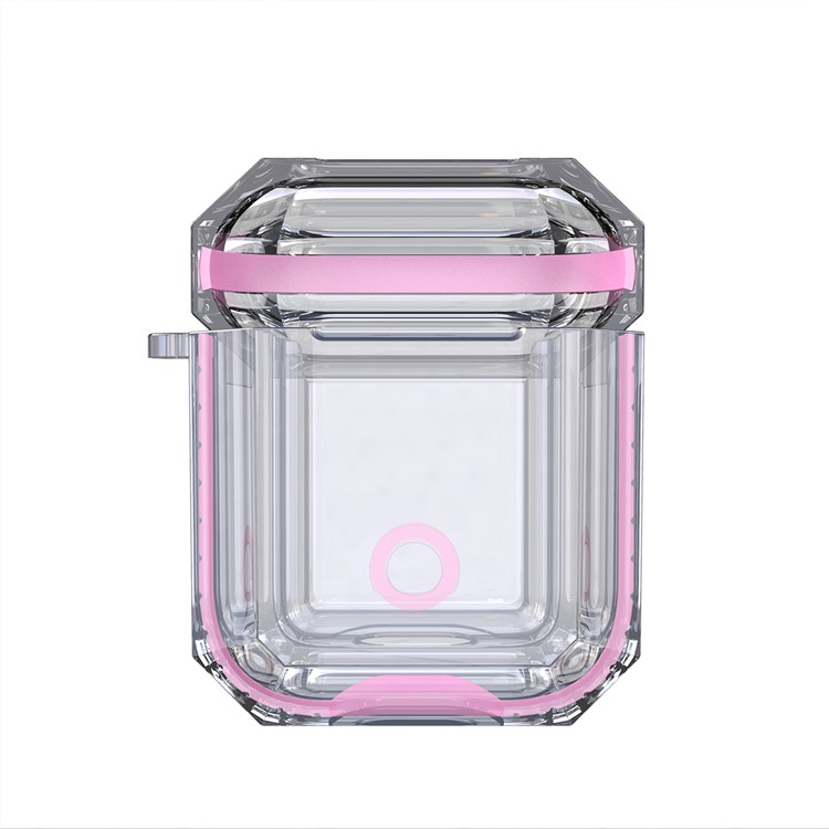 Bi-color TPU AirPods Protective Case with Strap for Apple AirPods with Wireless Charging Case (2019) - Pink-7