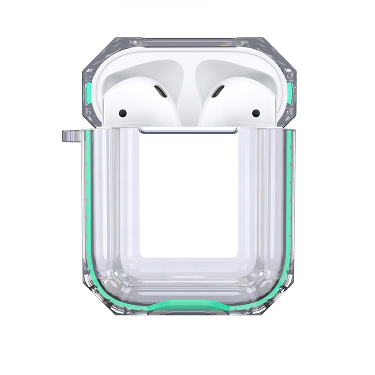 Bi-color TPU AirPods Protective Case with Strap for Apple AirPods with Wireless Charging Case (2019) - Green-3