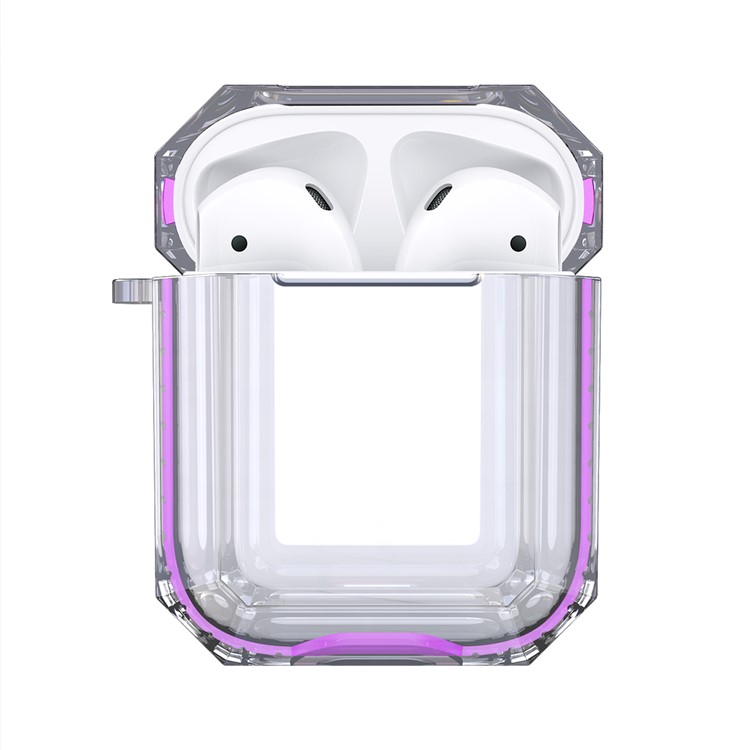 Bi-color TPU AirPods Protective Case with Strap for Apple AirPods with Wireless Charging Case (2019) - Purple-3