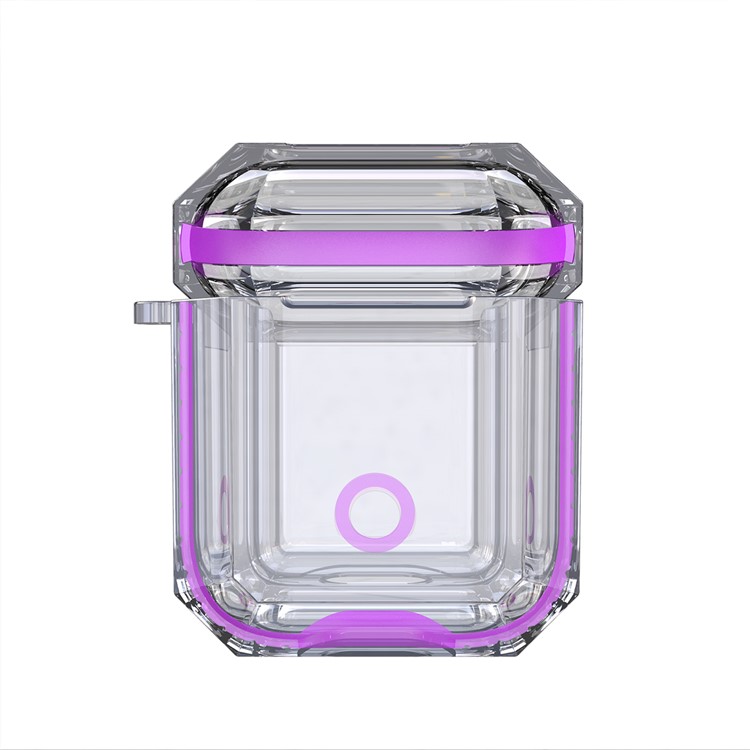 Bi-color TPU AirPods Protective Case with Strap for Apple AirPods with Wireless Charging Case (2019) - Purple-7