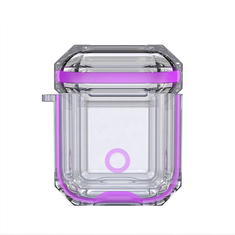 Bi-color TPU AirPods Protective Case with Strap for Apple AirPods with Wireless Charging Case (2019) - Purple-7