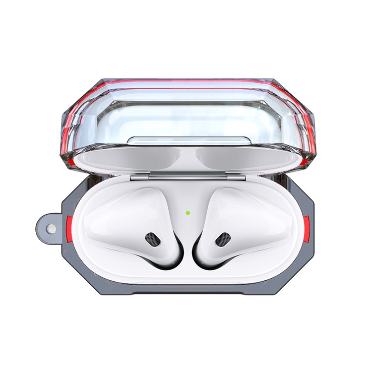 Bi-color TPU AirPods Case with Strap for Apple AirPods with Charging Case (2019) / with Charging Case (2016) - Red-3