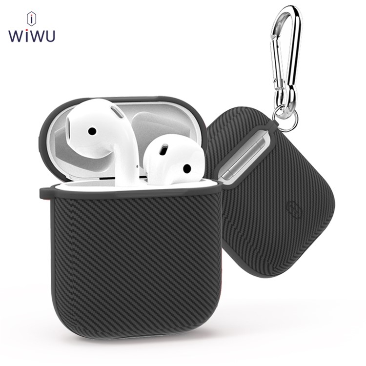 

Wiwu I Корпус Из Углеродистой Текстуры TPU Airpods Коробка Для Apple Airpods С Зарядным Чехлом (2016) - Серый, Apple AirPods with Charging Case (2016)