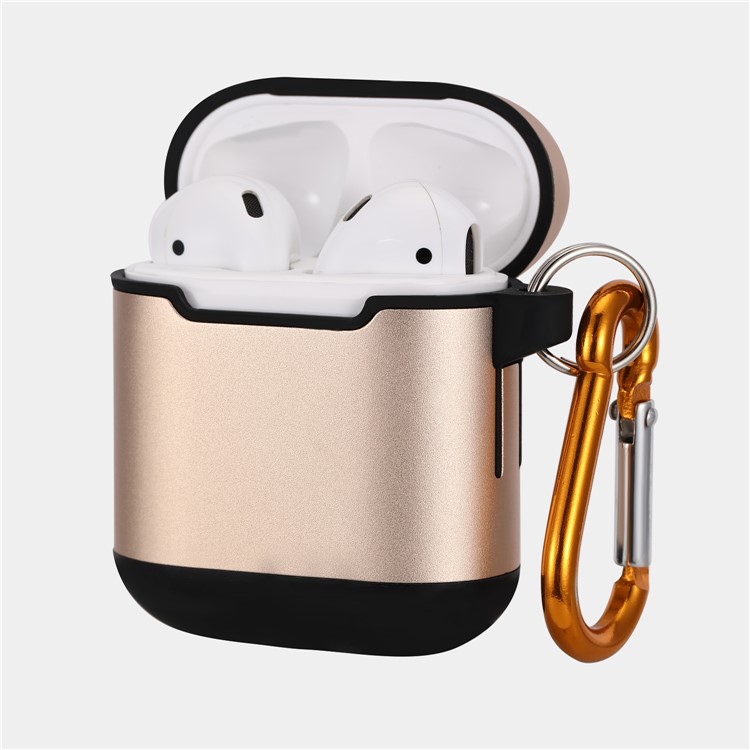 

TPU + Metal Hybrid Case for Apple AirPods with Charging Case (2019) (2016) - Gold, Apple AirPods with Charging Case (2019)