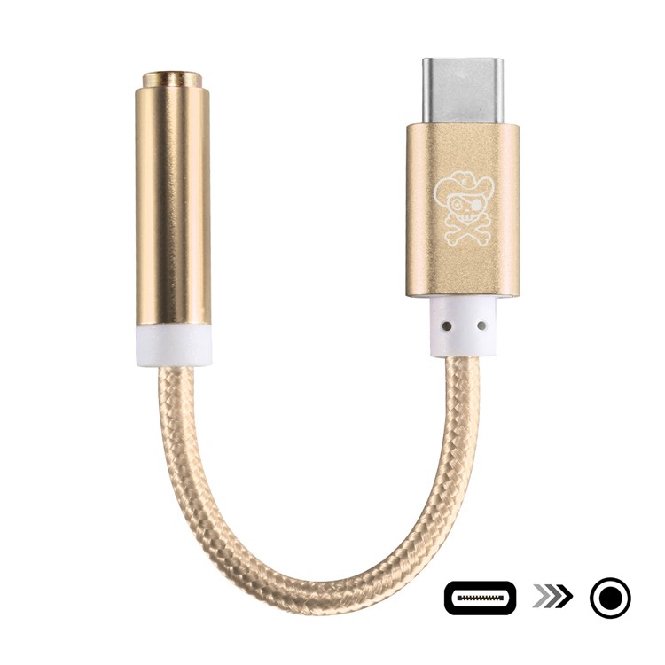 HAT PRINCE USB Type-c À 3.5mm Cordon Adaptateur Audio Pour Macbook 12 Pouces / Huawei P9 Plus - Couleur Or-1
