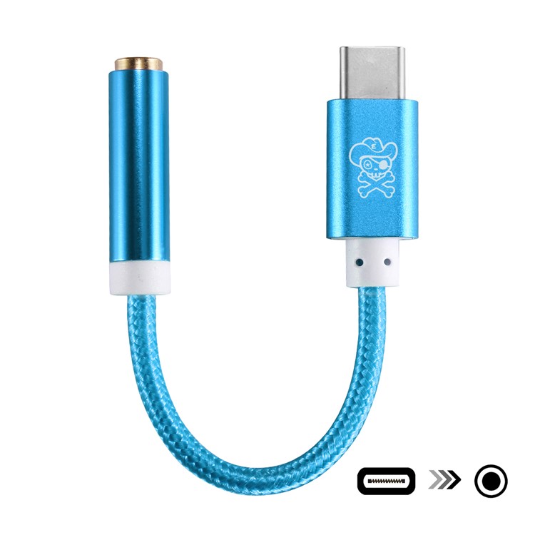 HAT PRINCE USB Type-C à 3.5mm Câble de connecteur adaptateur audio pour MacBook 12-Pouces / Huawei P9 Plus - Bleu-1