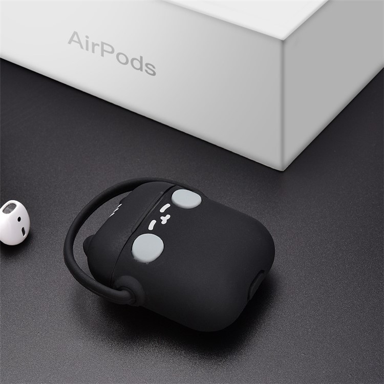 

ICARER FAMILY Liquid Silicone Protective Case Cute Pattern Earphone Cover for AirPods with Charging Case (2016)/(2019) - Black, Apple AirPods with Charging Case (2016)