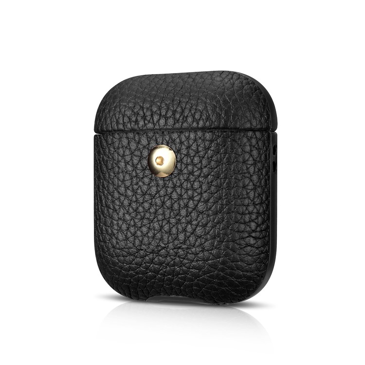 ICARER Detachable Style Cowhide Leather AirPods Shell for Apple AirPods with Wireless Charging Case (2019) / AirPods with Charging Case (2019)/(2016) - Black-10