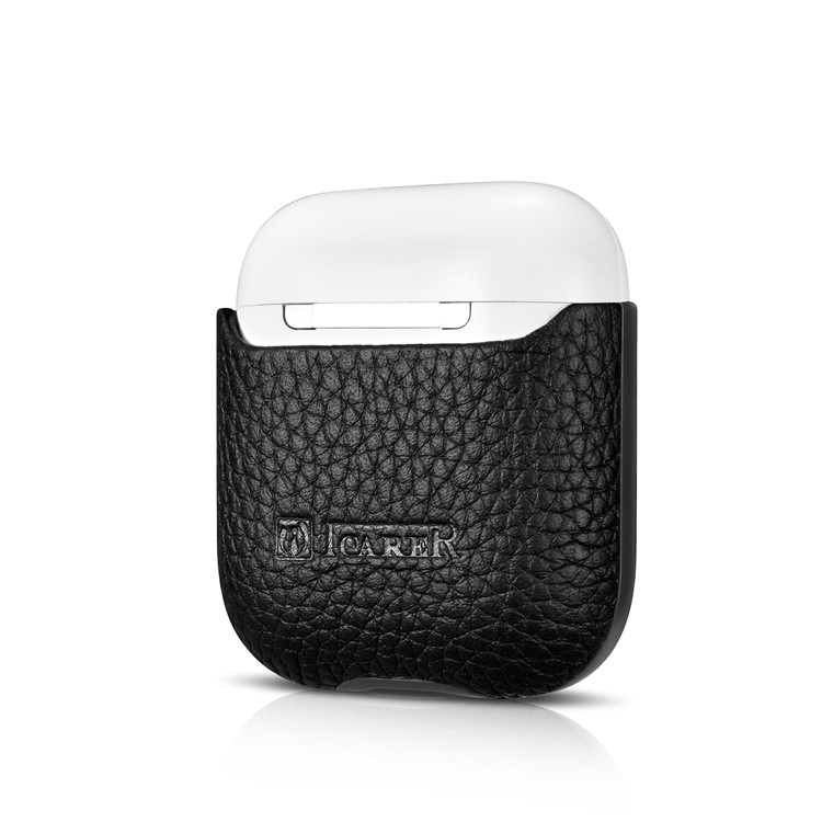 ICARER Detachable Style Cowhide Leather AirPods Shell for Apple AirPods with Wireless Charging Case (2019) / AirPods with Charging Case (2019)/(2016) - Black-11