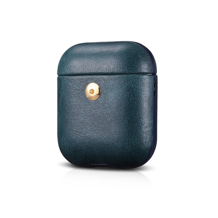 ICARER Detachable Style Crazy Horse Texture Leather AirPods Cover for Apple AirPods with Wireless Charging Case (2019) / AirPods with Charging Case (2019)/(2016) - Dark Green-11