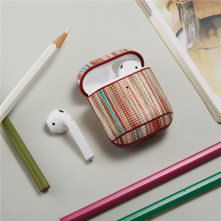 Printing Style Genuine Leather AirPods Case for Apple AirPods with Wireless Charging Case (2019) / Charging Case (2019) (2016) - Multi-color-12