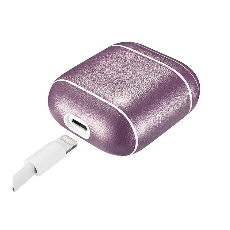 Sparkle Glittery Skin Leather Shell for Apple AirPods with Wireless Charging Case (2019) / AirPods with Charging Case (2019) (2016) - Purple-10