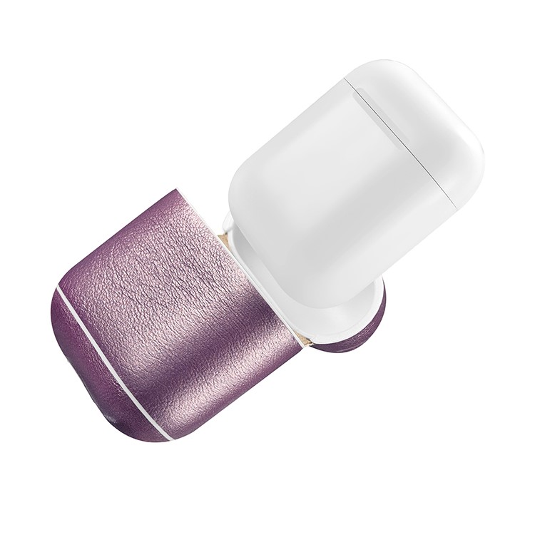 Sparkle Glittery Skin Leather Shell for Apple AirPods with Wireless Charging Case (2019) / AirPods with Charging Case (2019) (2016) - Purple-12