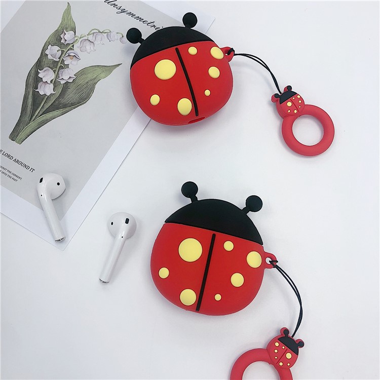 Stylish Ladybird Silicone Case for Apple AirPods with Wireless Charging Case (2019) /with Charging Case (2019)(2016) - Style F-4