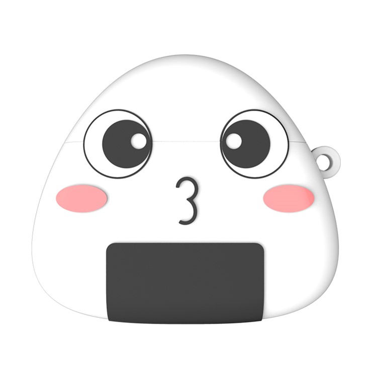 Onigiri Cartoon Soft Silicone Earphone Case with Anti-lost Rope for Apple AirPods with Wireless Charging Case (2019)/AirPods with Charging Case (2019) (2016)-1