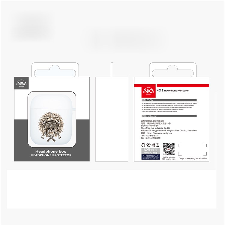 NXE Rhinestone Decor Pattern Printing Matte TPU Case for Apple AirPods with Wireless Charging Case (2019) / AirPods with Charging Case (2019) (2016) - Gold Skull-7
