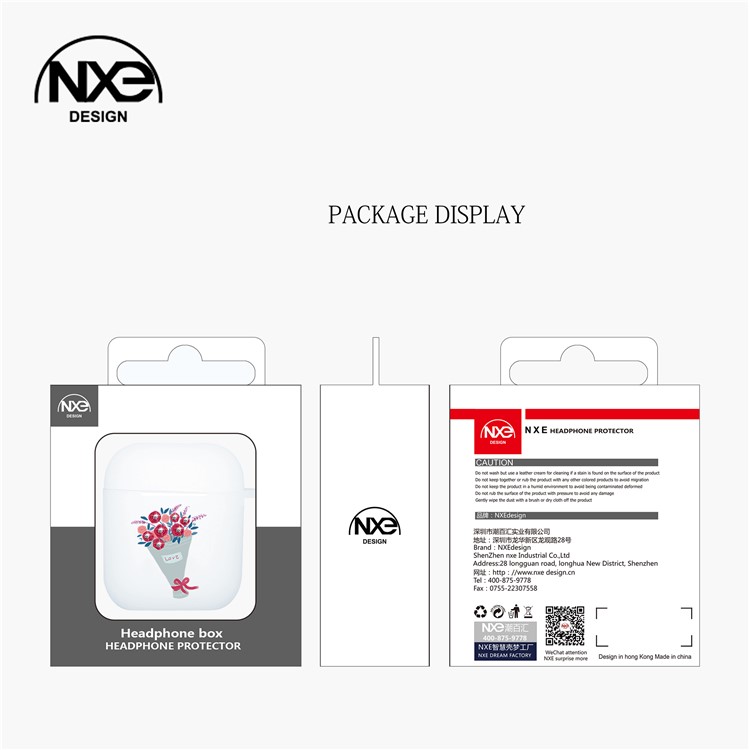 NXE Rhinestone Decor Bouquet Pattern Shell TPU Fosco Para Apple Airpods Com Estojo De Carregamento Sem Fio (2019) / Airpods Com Estojo De Carregamento (2019) (2016) - Buquê Vermelho-6