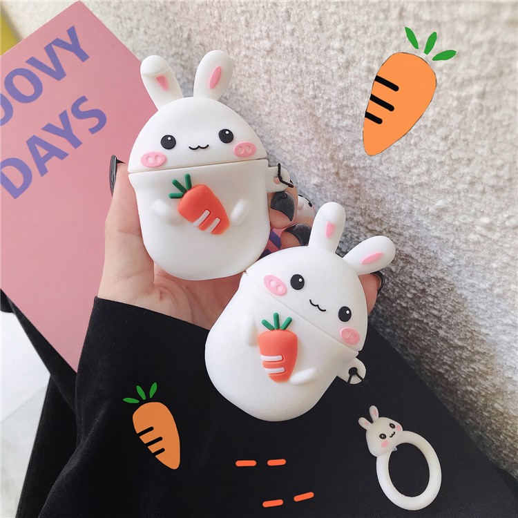 Silicone Rabbit Carrot Case with Hook for Apple AirPods with Charging Case (2019)/(2016)/Wireless Charging Case (2019)-11