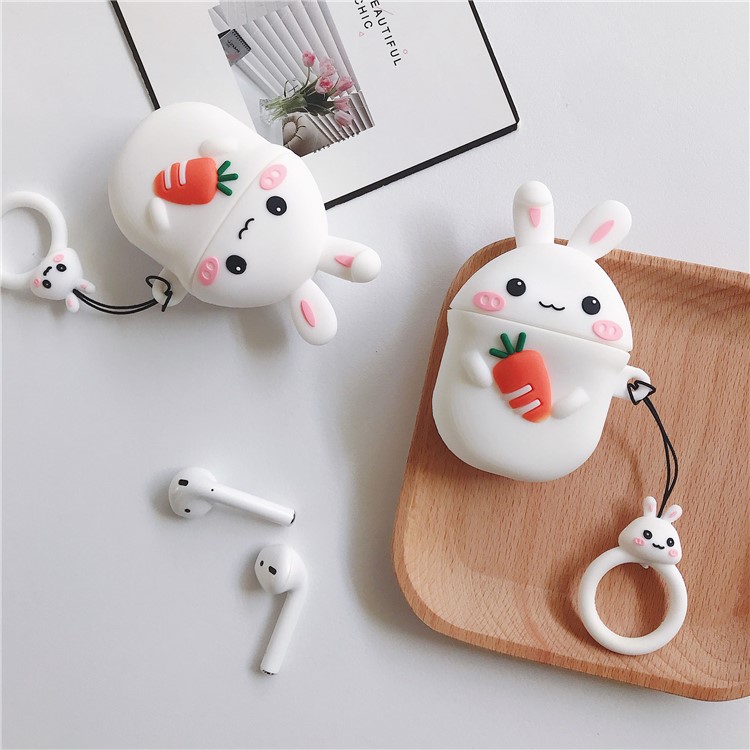 Silicone Rabbit Carrot Case with Hook for Apple AirPods with Charging Case (2019)/(2016)/Wireless Charging Case (2019)-3