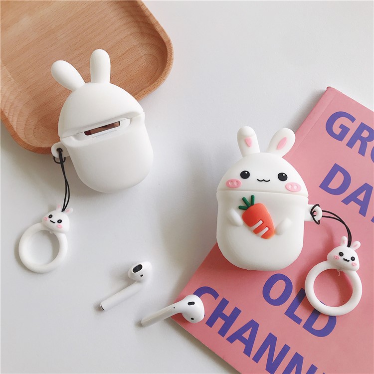 Silicone Rabbit Carrot Case with Hook for Apple AirPods with Charging Case (2019)/(2016)/Wireless Charging Case (2019)-4