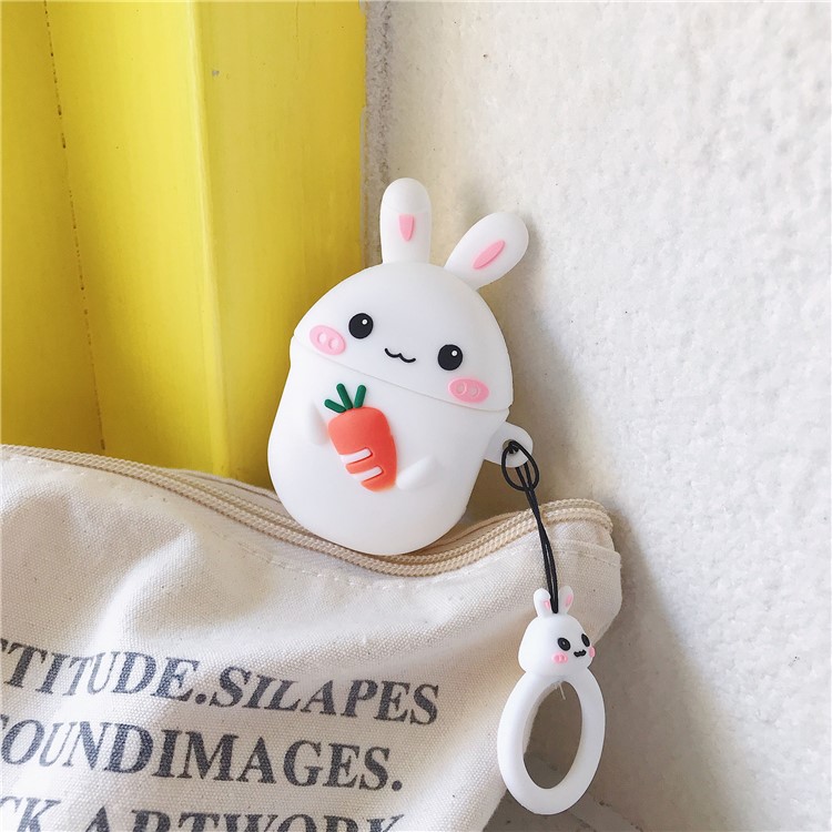 Silicone Rabbit Carrot Case with Hook for Apple AirPods with Charging Case (2019)/(2016)/Wireless Charging Case (2019)-5