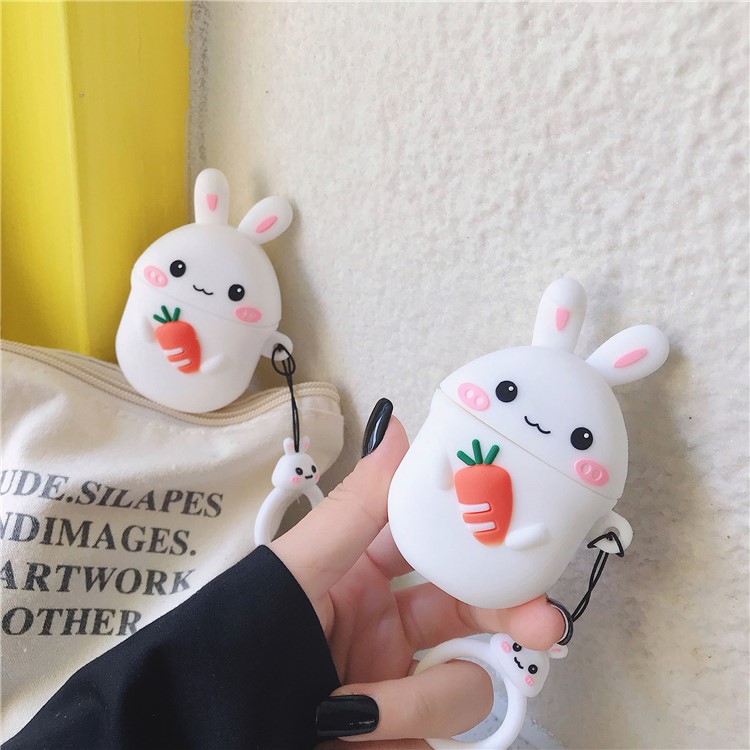 Silicone Rabbit Carrot Case with Hook for Apple AirPods with Charging Case (2019)/(2016)/Wireless Charging Case (2019)-7