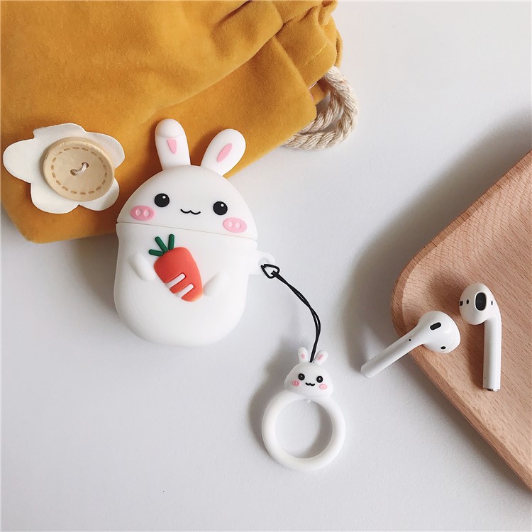 Silicone Rabbit Carrot Case with Hook for Apple AirPods with Charging Case (2019)/(2016)/Wireless Charging Case (2019)-8